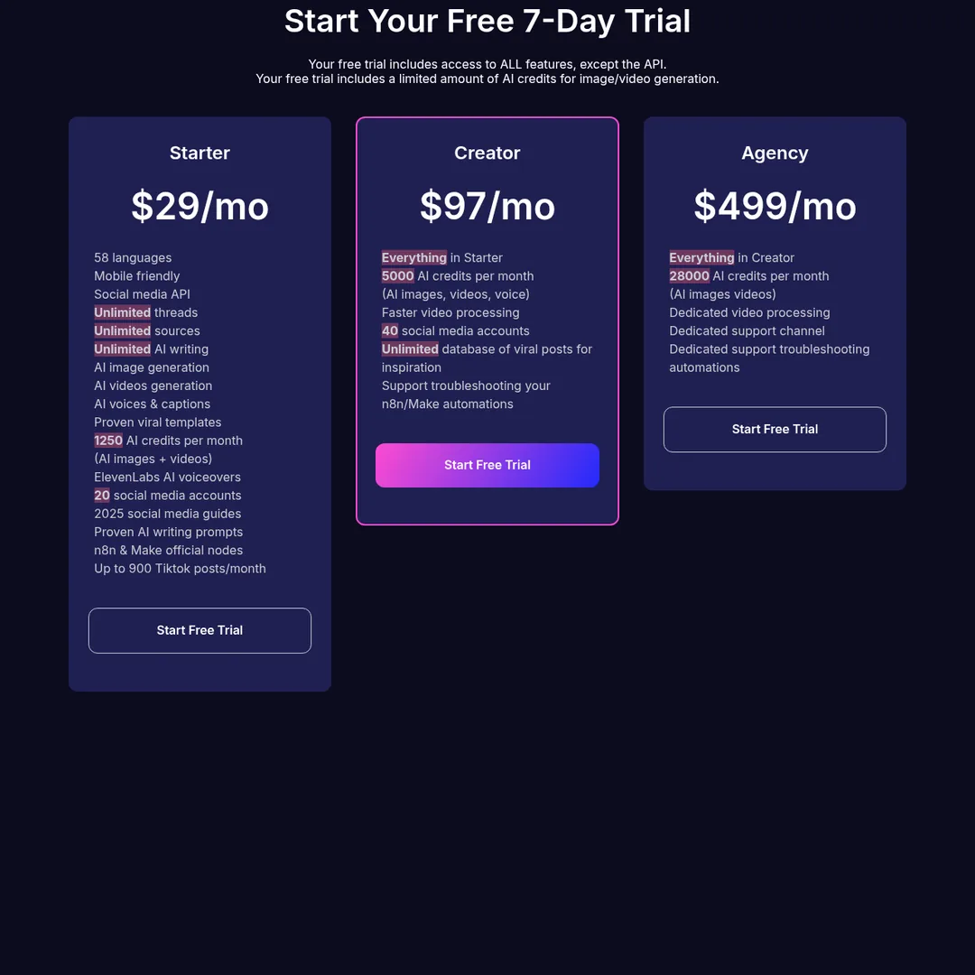 Blotato pricing page