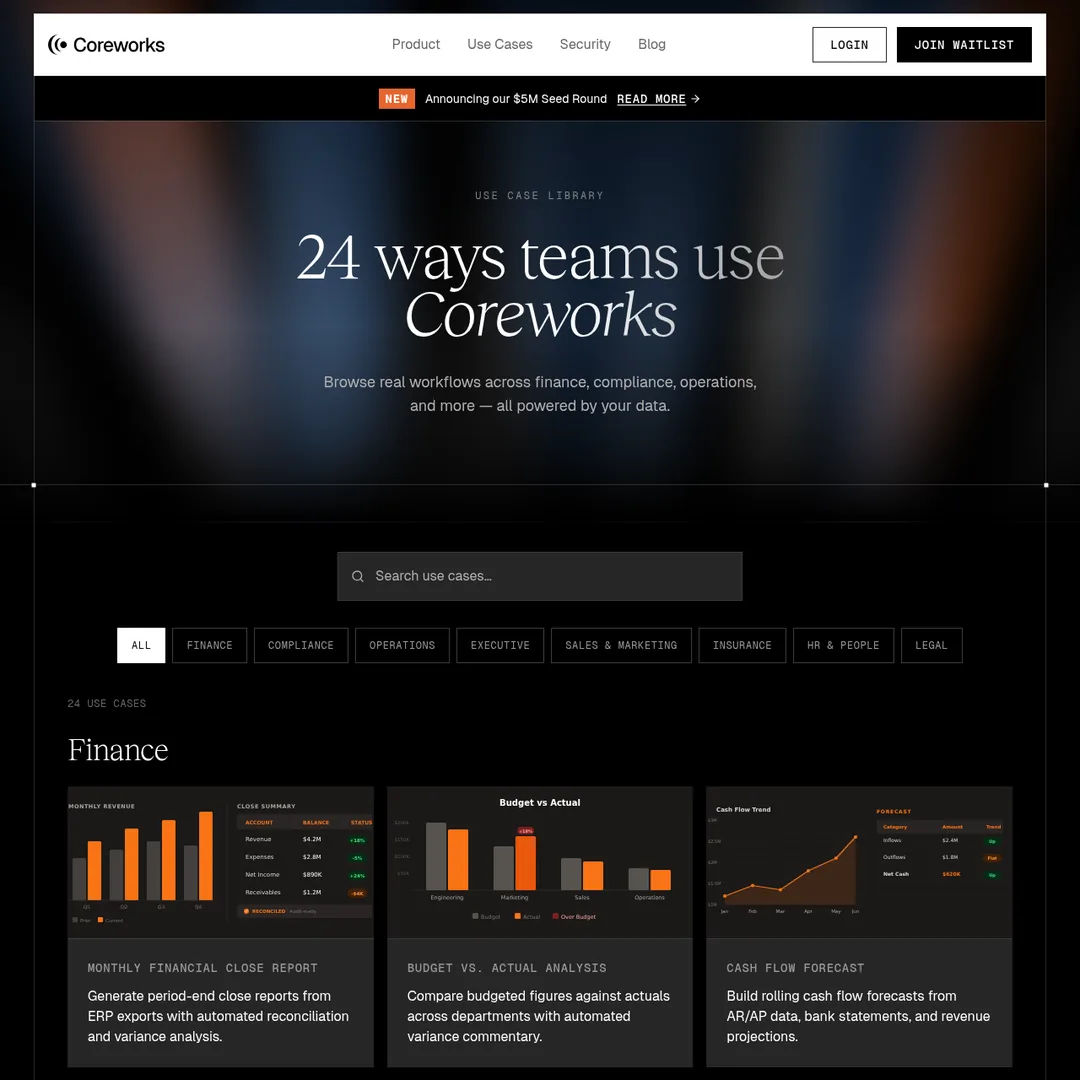Coreworks use cases page