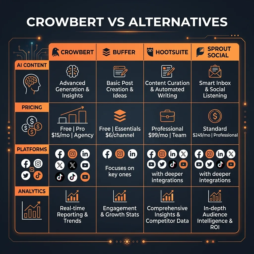 Crowbert vs alternatives comparison infographic
