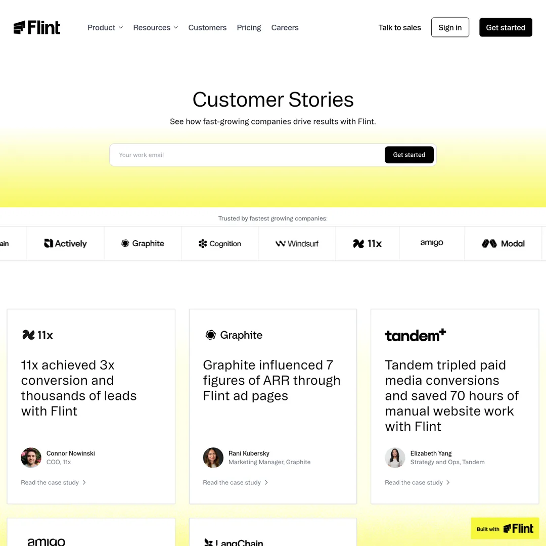 Flint AI customers page