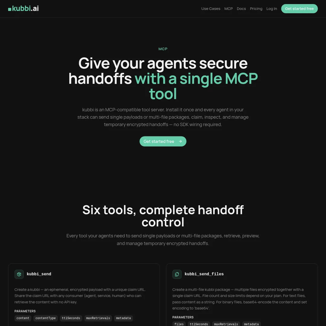 Kubbi MCP integration page