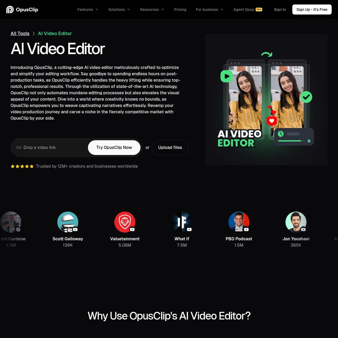 Opus Clip AI video editor interface
