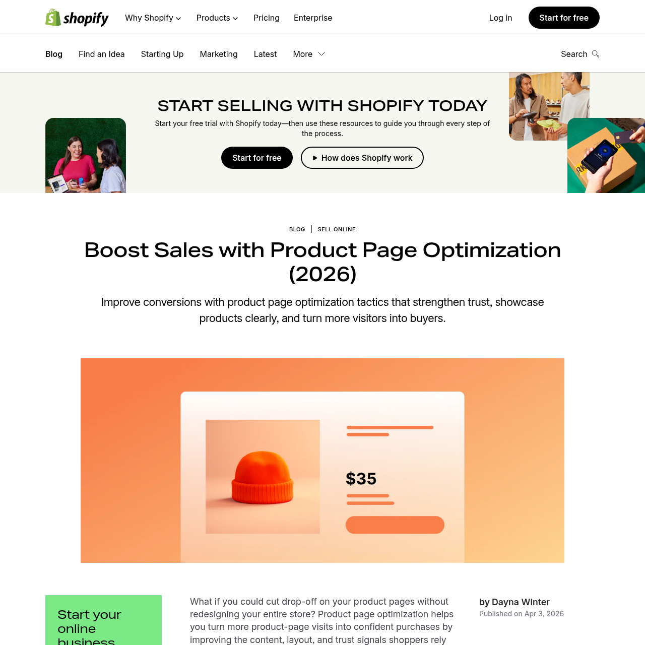 Shopify's product page design resources and optimization guides