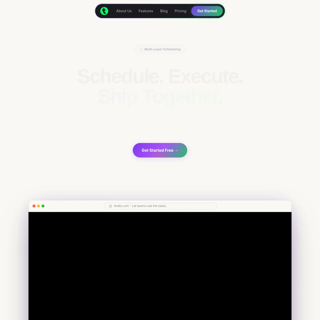 Tindlo homepage showing multi-layer scheduling